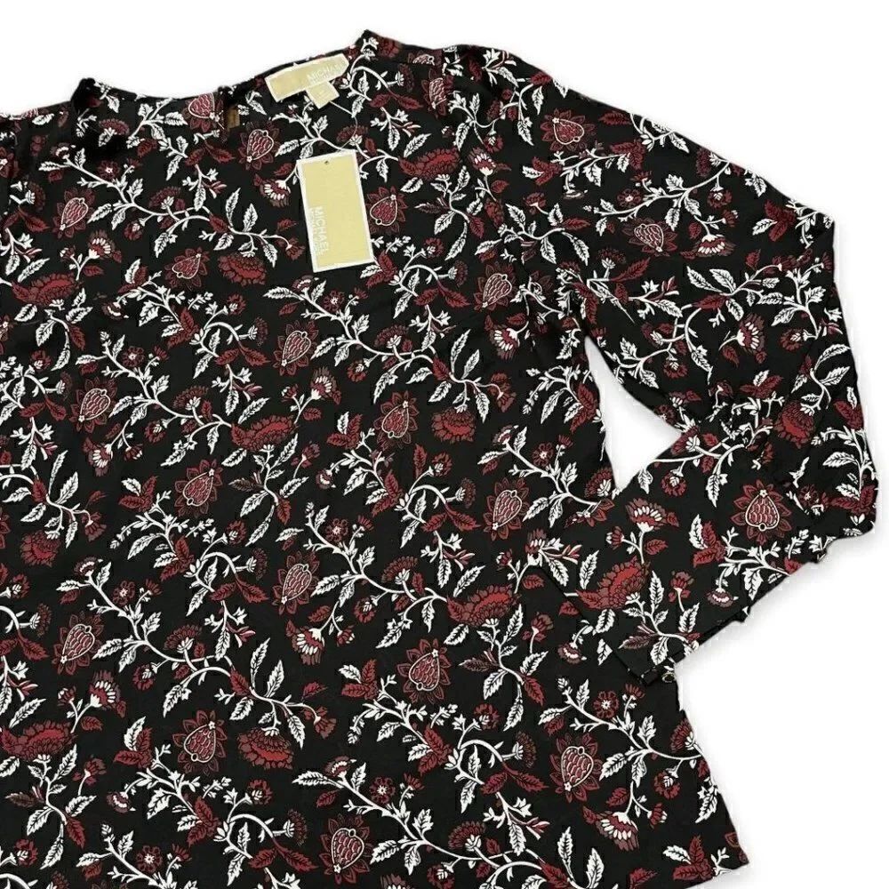 Michael Kors Maroon Floral Blouse